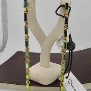 New w tag Oscar de la Renta $390 Long Line emerald cut dangle EARRINGS 4"